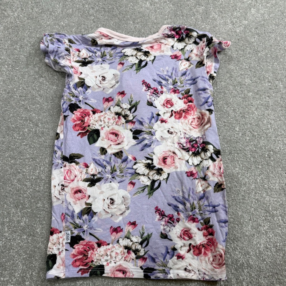 Little‎ Dreamers Bamboo Pajama Set Purple Floral Ruffle Sleeve 7T PJs Cottage - Picture 4 of 14